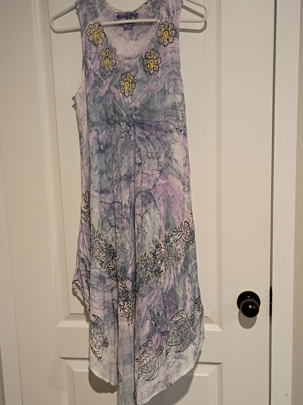 Jessica Taylor - Sleeveless Marble Print Maxi Dress with Floral Accents